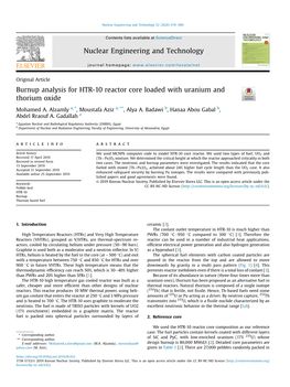 Burnup Analysis for HTR-10 Reactor Core Loaded with Uranium and Thorium Oxide