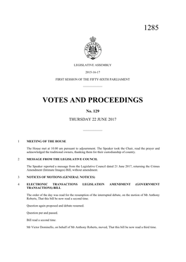 1285 Votes and Proceedings
