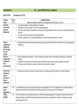 Jacksdale Green Belt Assessments