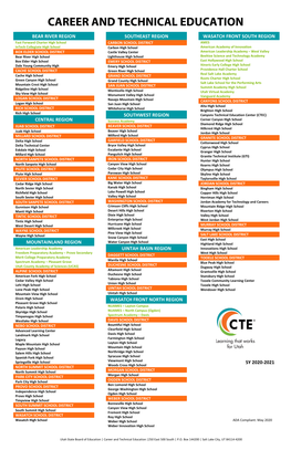 Career and Technical Education Regions and Local Education Agencies