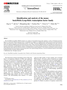 Identification and Analysis of the Mouse Basic/Helix-Loop-Helix