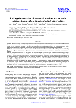 Linking the Evolution of Terrestrial Interiors and an Early Outgassed Atmosphere to Astrophysical Observations Dan J