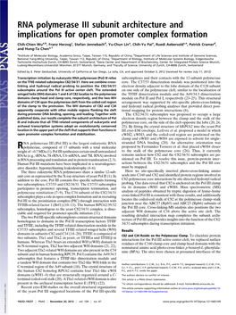 RNA Polymerase III Subunit Architecture and Implications for Open Promoter Complex Formation