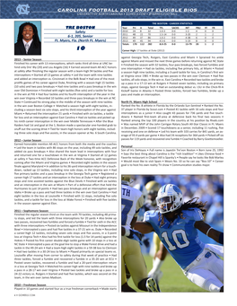 Carolina Football 2013 Draft Eligible Bios 10