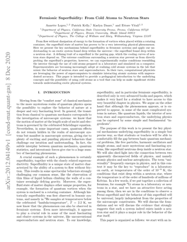 Arxiv:2012.04149V1 [Cond-Mat.Quant-Gas] 8 Dec 2020 Example, the Formation of Quantum Vortices When the System Is Enclosed in a Rotating Container