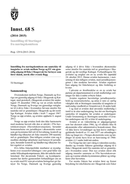 Innst. 68 S (2014–2015) Innstilling Til Stortinget Fra Næringskomiteen