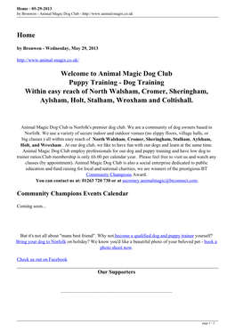 Home Welcome to Animal Magic Dog Club Puppy Training