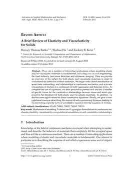 A Brief Review of Elasticity and Viscoelasticity for Solids 1