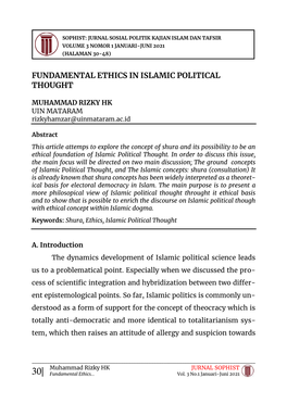 Fundamental Ethics in Islamic Political Thought