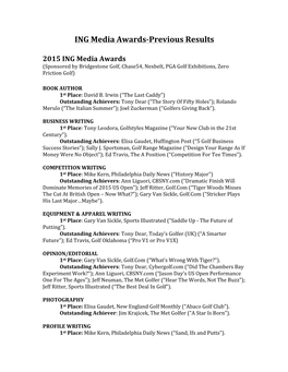 ING Media Awards-Previous Results