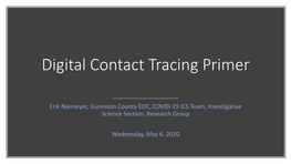 Digital Contact Tracing Primer
