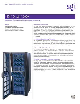 SGI® Origin® 3000 Engineered for High-Productivity Supercomputing