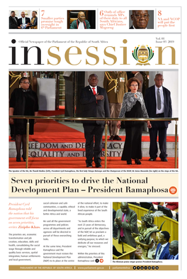 Seven Priorities to Drive the National Development Plan – President Ramaphosa