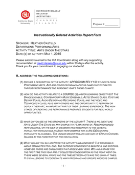 Instructionally Related Activities Report Form