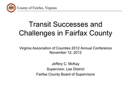 Fairfax County Characteristics