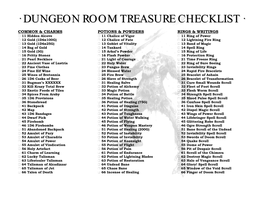 · Dungeon Room Treasure Checklist ·