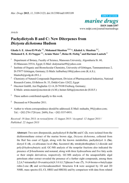 New Diterpenes from Dictyota Dichotoma Hudson