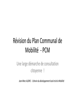 Révision Du Plan Communal De Mobilité ‐ PCM