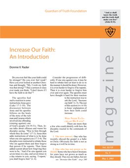 Increase Our Faith: an Introduction
