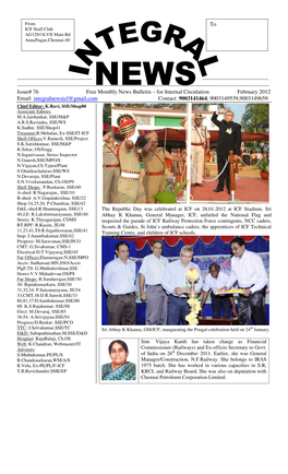 February, 2012 Issue of Integral News