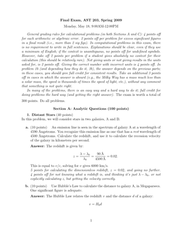 Final Exam, AST 203, Spring 2009 Monday, May 18, 9:00AM-12:00PM
