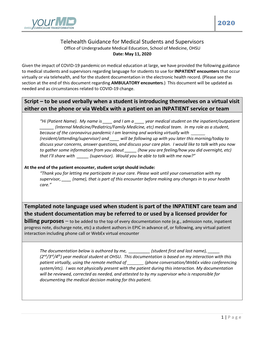 Telehealth Guidelines for Medial Students and Supervisors