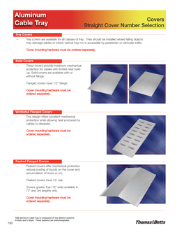 Covers Cable Tray Straight Cover Number Selection