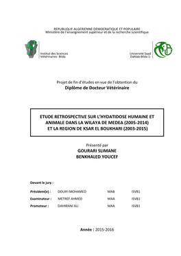 Diplôme De Docteur Vétérinaire ETUDE RETROSPECTIVE SUR L