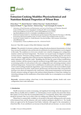 Extrusion-Cooking Modifies Physicochemical and Nutrition