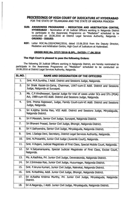 PROCEEDINGS of HIGH COURT of JUDICATURE at HYDERABAD for the STATE of TELANGANA and the STATE of ANDHRA PRADESH