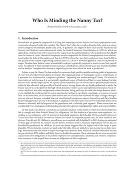 Who Is Minding the Nanny Tax? Brian Erard (B