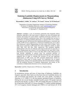 Studying Landslide Displacements in Megamendung (Indonesia) Using GPS Survey Method