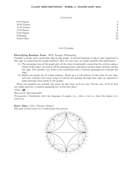 CLASS DESCRIPTIONS—WEEK 5, MATHCAMP 2019 Contents 9:10