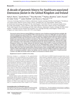 A Decade of Genomic History for Healthcare-Associated Enterococcus Faecium in the United Kingdom and Ireland