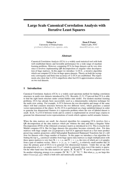 Large Scale Canonical Correlation Analysis with Iterative Least Squares