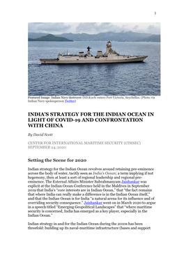 Indian Strategy for the Indian Ocean