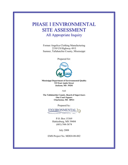 PHASE I ENVIRONMENTAL SITE ASSESSMENT All Appropriate Inquiry