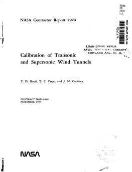Calibration of Transonic and Supersonic Wind Tunnels" 19 6