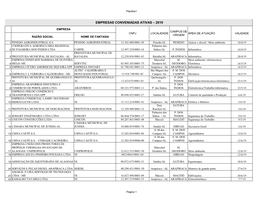 Empresas Conveniadas Ativas – 2019