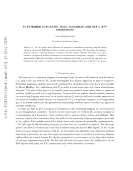 Arxiv:1603.00416V4 [Math.AG] 15 May 2020 Ouetinuae Aeois Nfc,Frtems at W Part, ( Most Relations the with for Quiver ﬁxed Fact, a in of Representations Categories