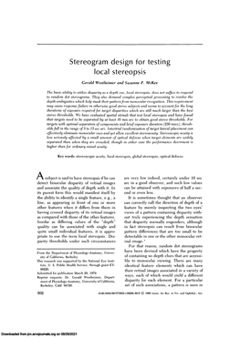 Stereogram Design for Testing Local Stereopsis