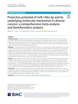 Protective Potential of Mir-146A-5P and Its Underlying Molecular