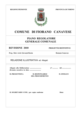 Comune Di Fiorano Canavese Piano Regolatore Generale Comunale