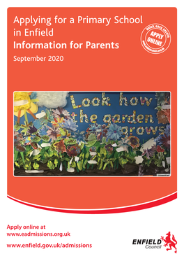 Applying for a Primary School in Enfield Information for Parents