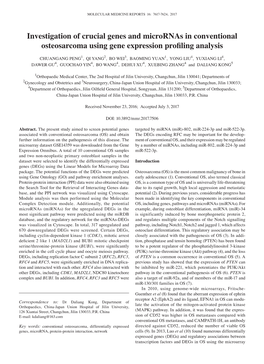 Investigation of Crucial Genes and Micrornas in Conventional Osteosarcoma Using Gene Expression Profiling Analysis