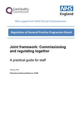 Joint Framework: Commissioning and Regulating Together