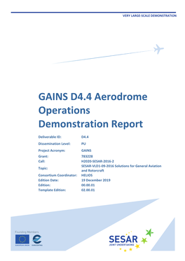 GAINS D4.4 Aerodrome Operations Demonstration Report