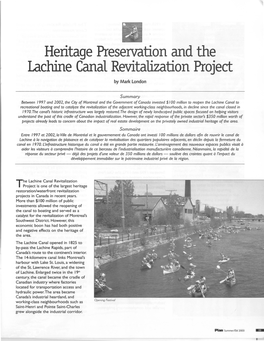 Heritage Preservation and the Lachine Canal Revitalization Project by Mark London