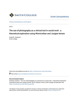 The Use of Photography As a Clinical Tool in Social Work : a Theoretical Exploration Using Winnicottian and Jungian Lenses