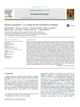 Glycine Transporter 1 Is a Target for the Treatment of Epilepsy